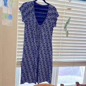 Fresh Produce Emma Dress Blue Womens Medium Comfy Knit Beach Travel Feminine